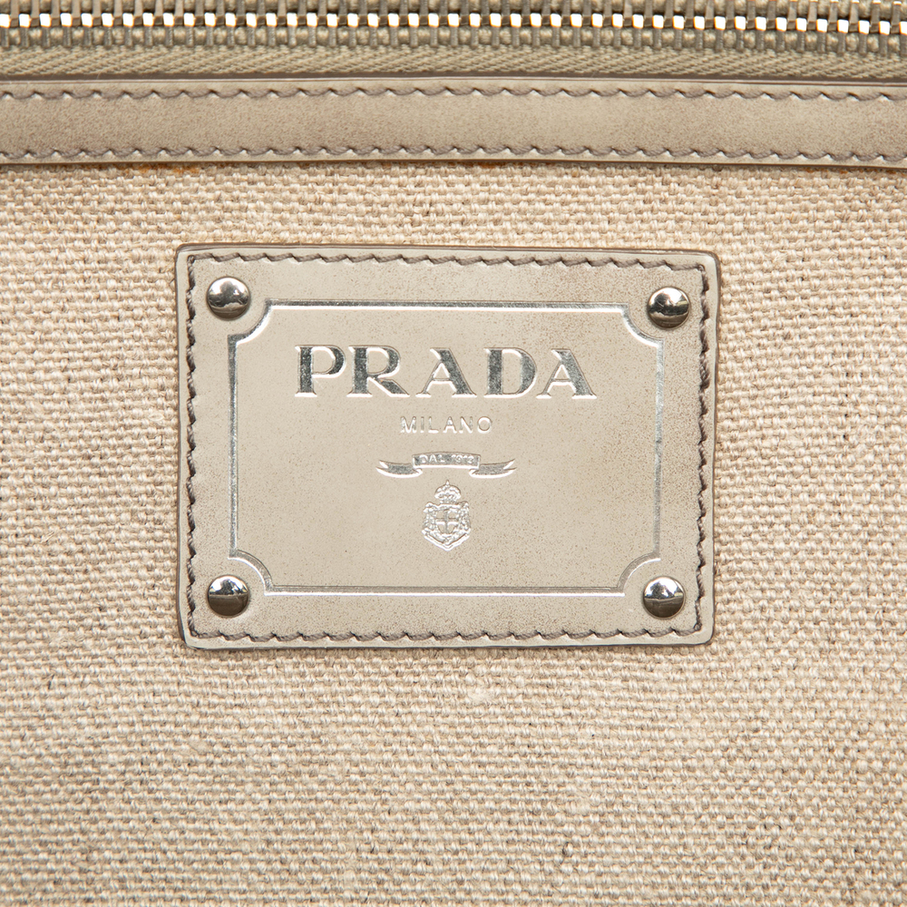 Pre-Loved Prada Canvas Canapa Mistolino Frame Satchel - Picture 5 of 7